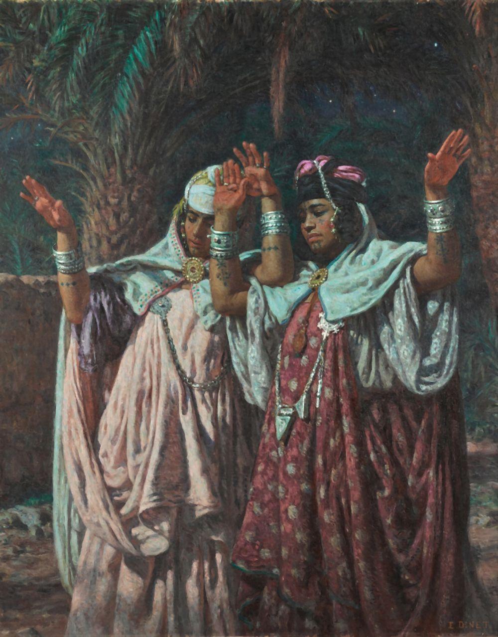 Ballerini in un palmeto illuminato dalla luna